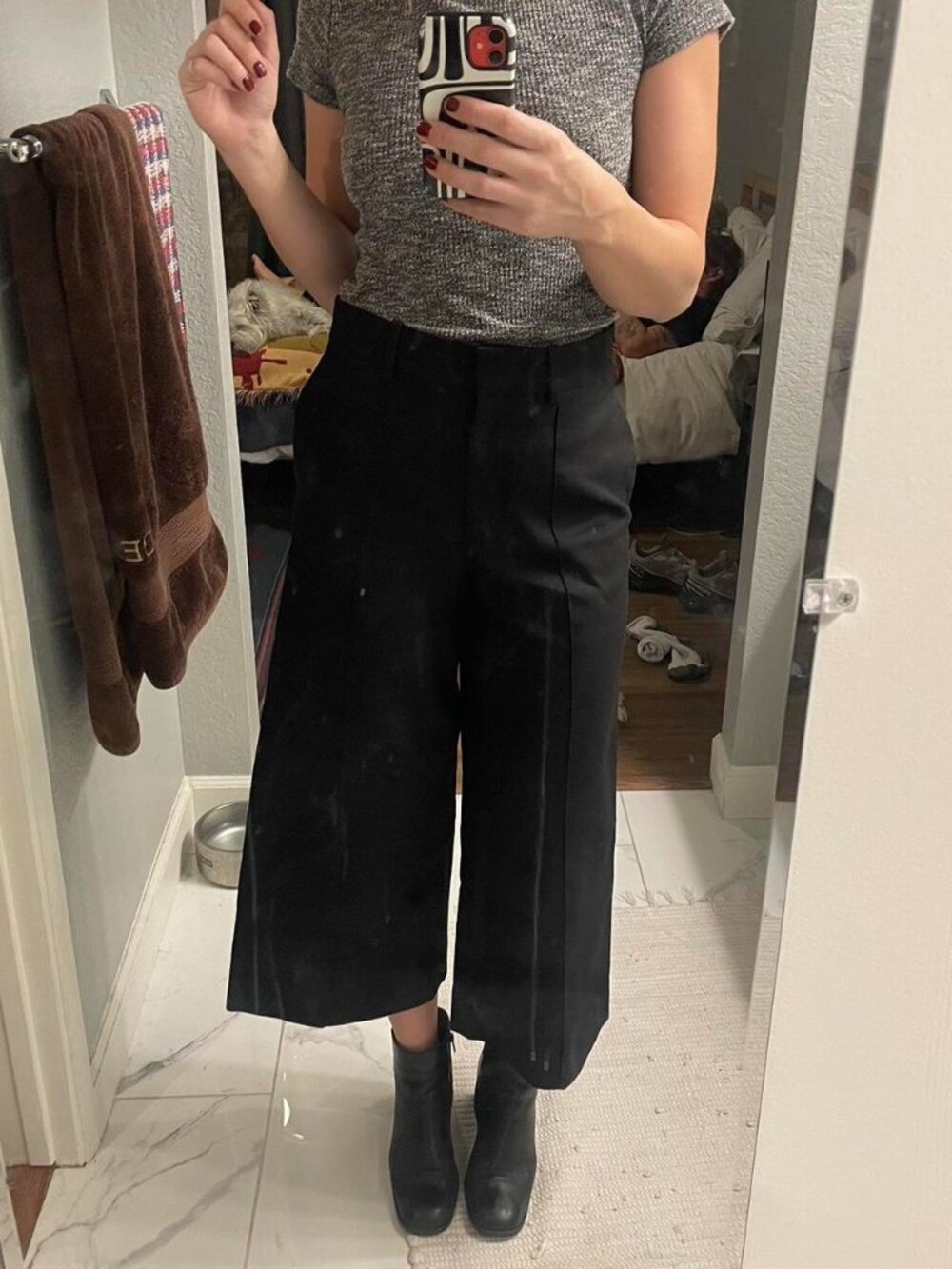 COS Women's Black Wide Leg Cropped Trousers EUR 34